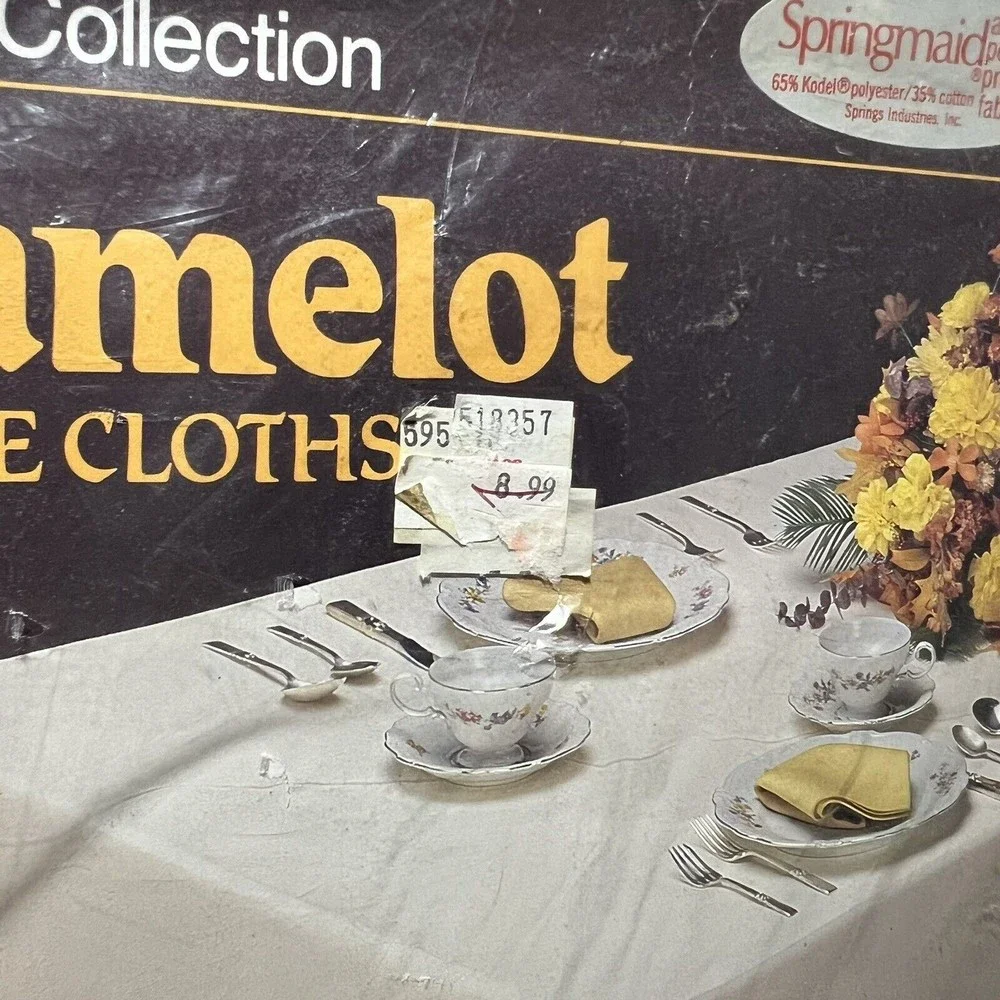 Bess Manufacturing Camelot Tablecloth Bess Collection Blue 60” Round Vintage